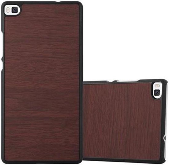 Cadorabo Custodia Rigida In Plastica Con Effetto Legno Caffè Per Huawei P8 Lite 2015 - Cover Sottile Antiurto, Guscio Protettivo Ultra Slim