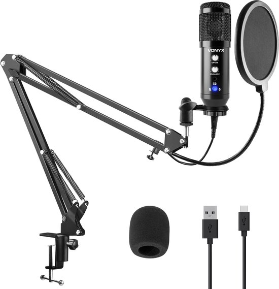 USB microfoon voor pc - Studio microfoon met standaard - Vonyx CMS320  Condensator -... | bol