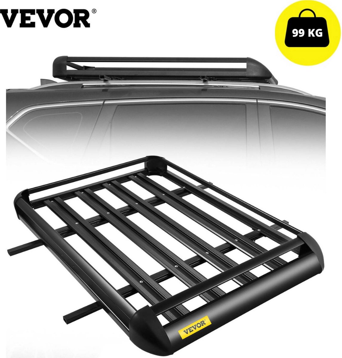 Vevor® Universeel Dakrek Auto - Zwart - Aluminium - 127x90x14 cm - Bagagerek - 90 KG