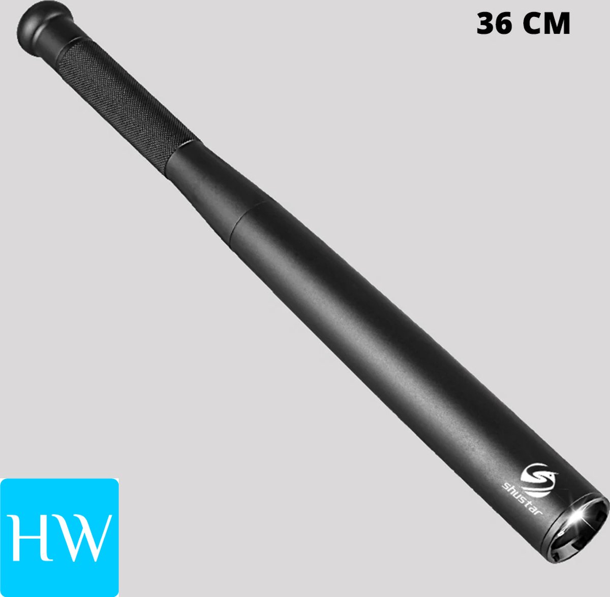 Aluminium zaklamp als honkbal baseball knuppel - zwart - 36cm