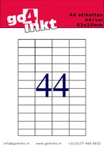 Go4inkt A4 Etiketten 44/vel 48,5mm x 25,4mm (100 vel) stickervellen wit