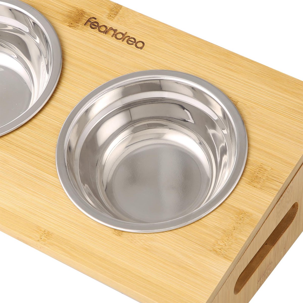 Hondenbak - Etensbak - Met bamboe frame - Voor honden en katten - 2 voerbakken