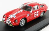 De 1:43 Diecast Modelcar van Alfa Romeo TZ1 #64 Winnaar van het Rally Criterium Des Cevennes van 1964. De rijders waren J. Rolland en G. Augias. De fabrikant van het schaalmodel is Best-Models. Dit item is alleen online beschikb