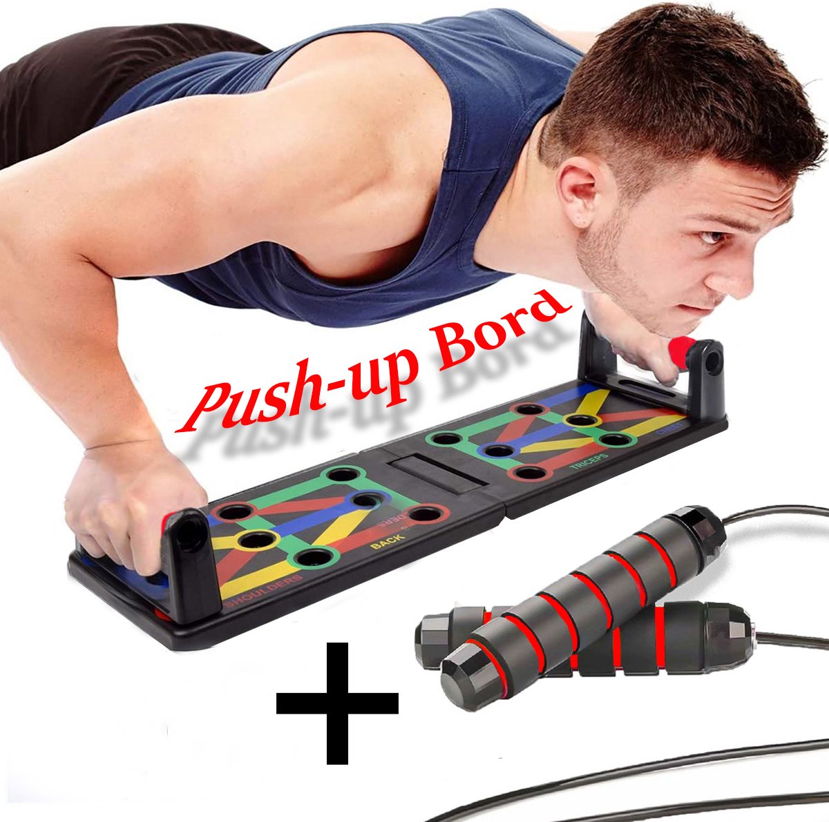 Push Up Bord - Inclusief Springtouw - Opdruksteunen - Fitness Training - Push Up Bars - Fitnessmaterialen