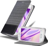 Cadorabo Hoesje geschikt voor Samsung Galaxy S3 MINI in GRIJS ZWART - Beschermhoes met magnetische sluiting, standfunctie en kaartvakje Book Case Cover Etui