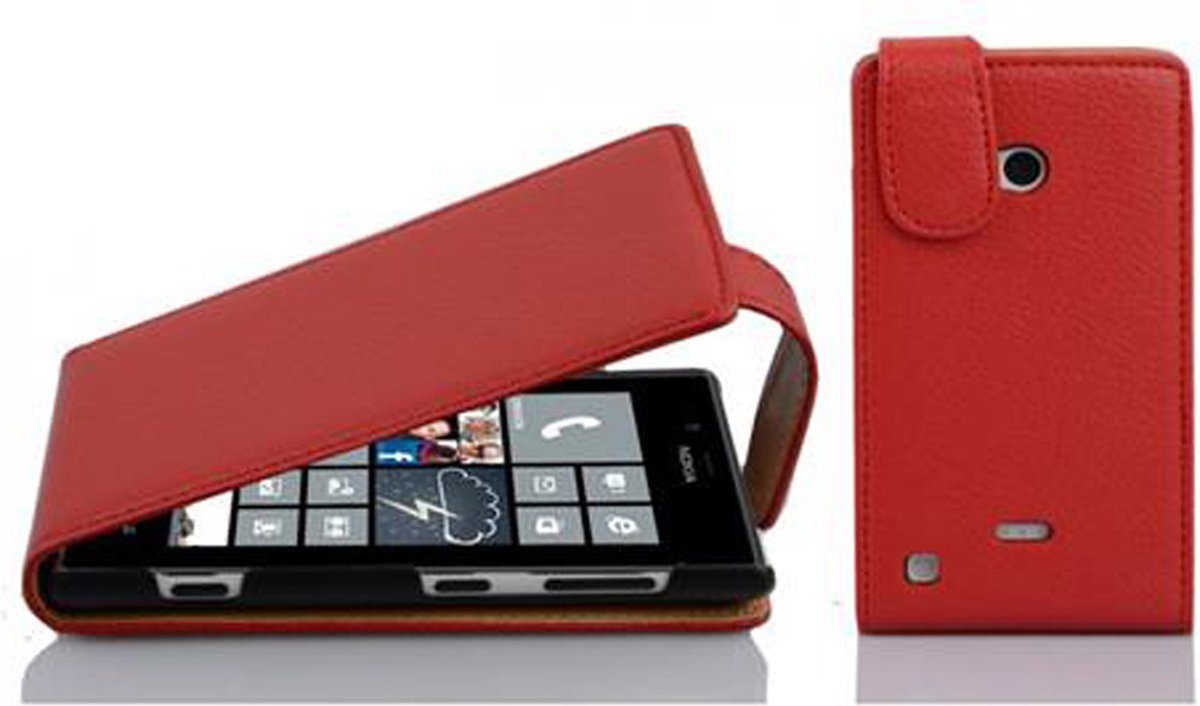 Cadorabo Hoesje geschikt voor Nokia Lumia 720 in INFERNO ROOD - Beschermhoes in flip-design Case Cover van getextureerd imitatieleer