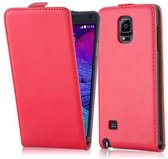 Cadorabo Hoesje geschikt voor Samsung Galaxy NOTE 4 in CHILI ROOD - Beschermhoes Case Cover in flip-design, gemaakt van glad kunstleder