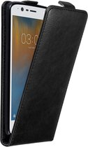 Cadorabo Hoesje geschikt voor Nokia 3 2017 in ZWARTE NACHT - Beschermhoes in flip design Case Cover met magnetische sluiting