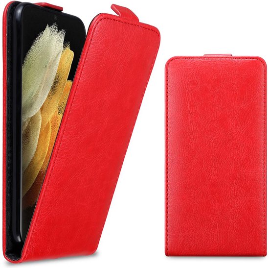 Coque Cadorabo pour Samsung Galaxy S21 ULTRA en ROUGE POMME - Coque de protection au design rabattable avec fermeture magnétique