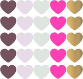 25 x Hartjes Stickers Multicolor - Goud Roze Paars Groen - Sluitstickers Cadeau Enveloppe Valentijnsdag - 5 cm