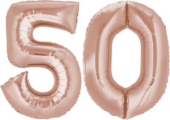 Ballonnen - Cijfer - 50 jaar verjaardag versiering - Rosé Goud - 80cm Ballonnen - Cijfer - 50 jaar verjaardag versiering - Rosé Goud - 80cm