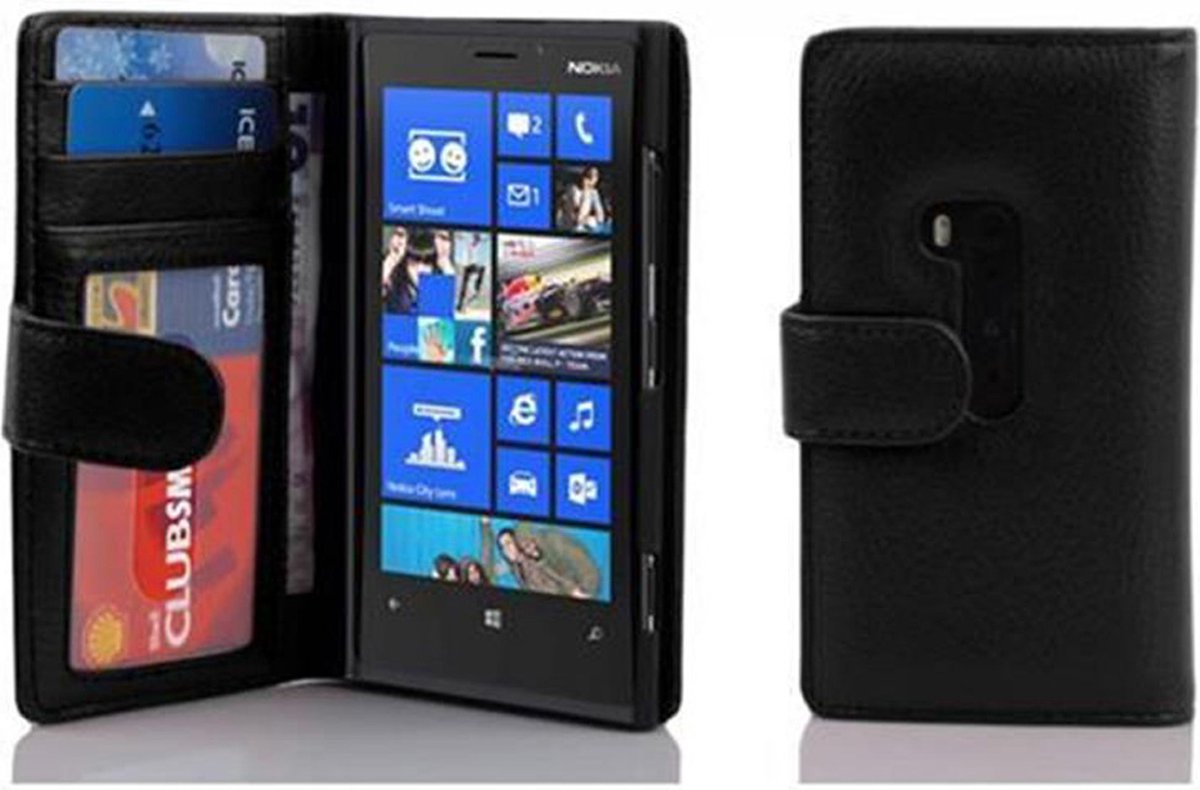 Cadorabo Hoesje geschikt voor Nokia Lumia 920 in ZWARTE OXIDE - Beschermhoes met magnetische sluiting en 3 kaartsleuven Book Case Cover Etui