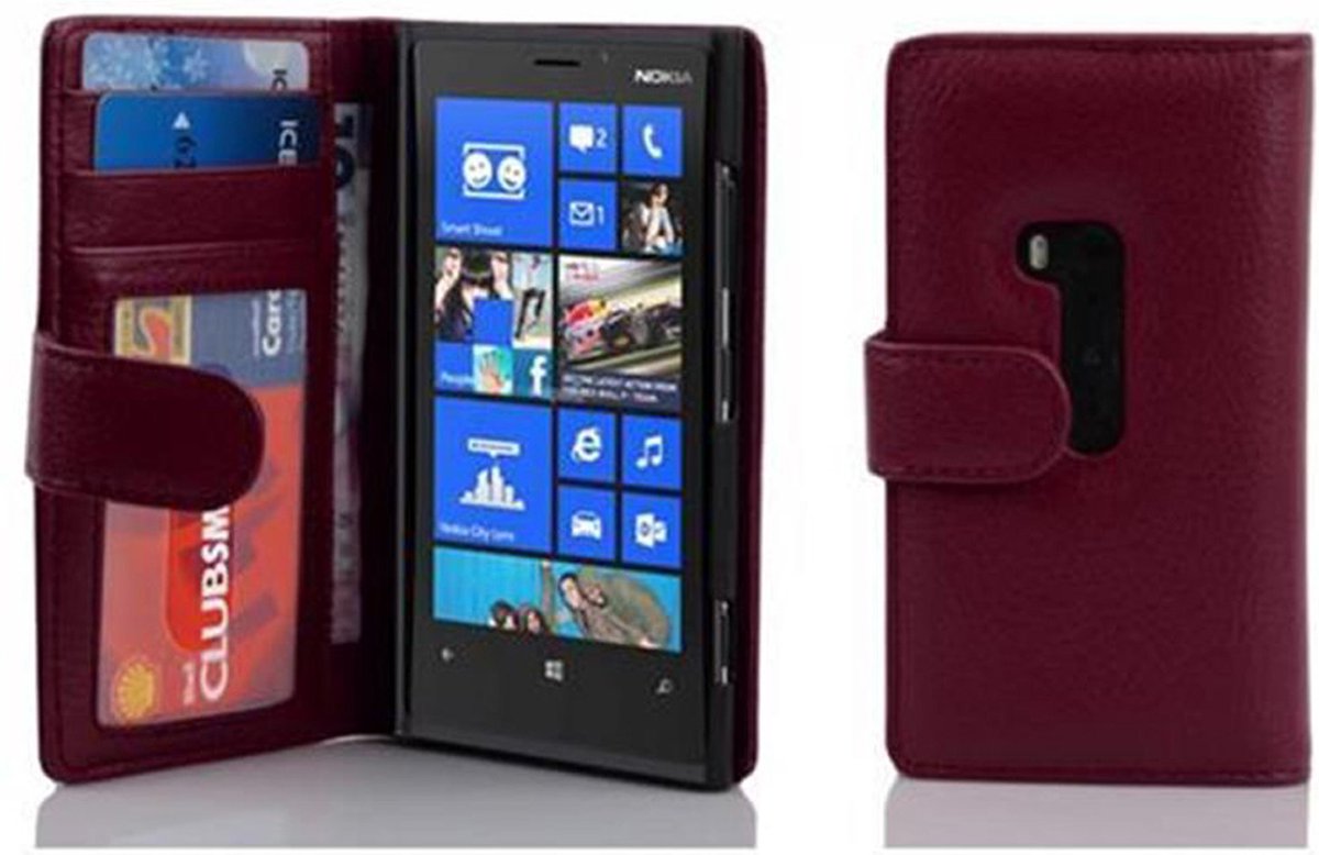Cadorabo Hoesje geschikt voor Nokia Lumia 920 in BORDEAUX PAARS - Beschermhoes met magnetische sluiting en 3 kaartsleuven Book Case Cover Etui