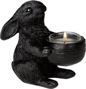 Waxinelicht - konijn theelicht - zwart - H 8 cm
