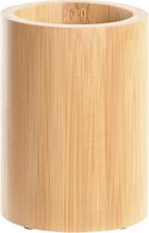 Items - Badkamer tandenborstel houder/beker - bamboe hout - 8 x 11 cm