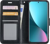 Hoes Geschikt voor Xiaomi 12 Hoesje Book Case Hoes Flip Cover Wallet Bookcase - Zwart.
