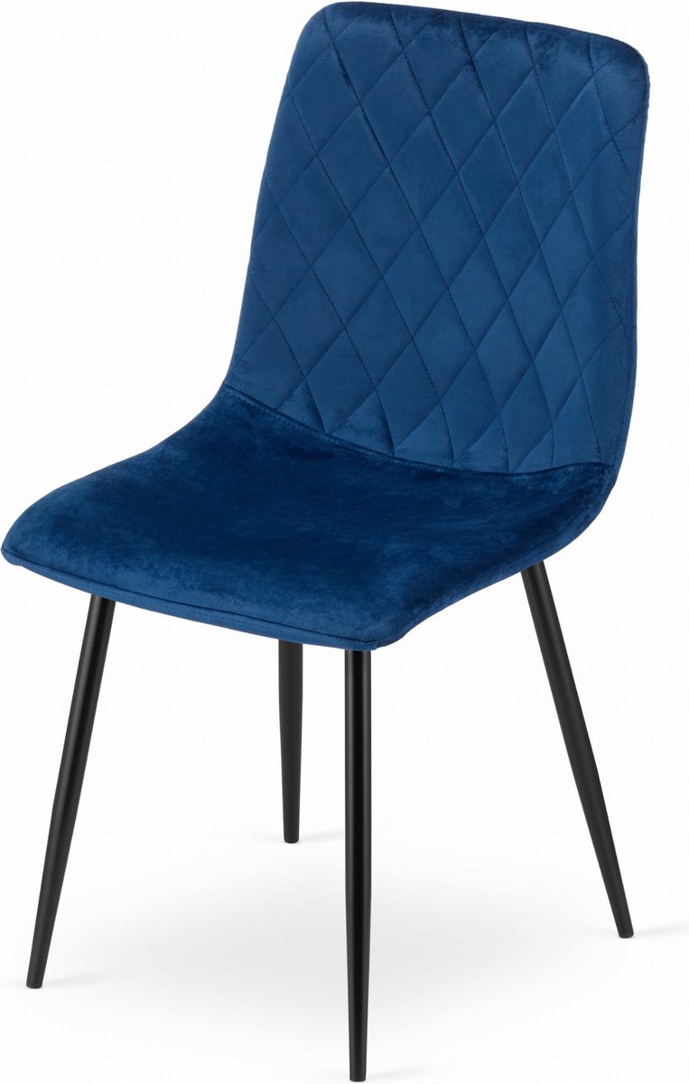 TURIN - Velvet eetkamerstoel - set van 4 eettafel stoelen - blauw