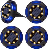 BOTC LED Grondspot - Set van 4 - Solar Tuinverlichting - Buitenlamp - Zonne-energie -Warm wit en Blauw licht