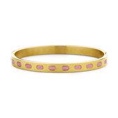 CO88 Collection 8CB-91206 Stalen Armband met Emaille - Bangle - 6mm - 58x49mm - Staal - Roze - Goudkleurig