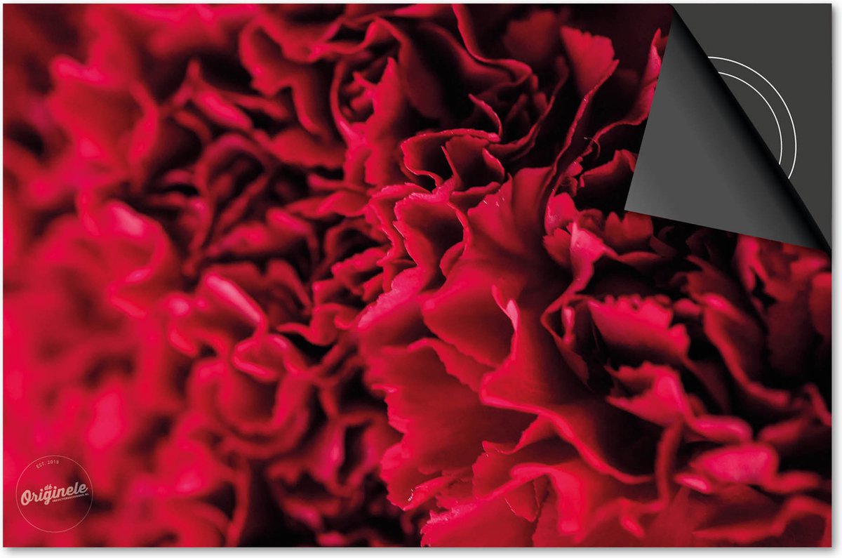 Inductie beschermer 77x51 - afdekplaat inductie mat - Dietrix Kookplaat beschermer - Exclusief - Flowers 15 - Pioen rood