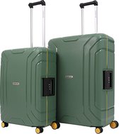 Bol.com CarryOn Steward Kofferset 2-delig met kliksloten - Grote koffer 100 ltr + 70 ltr middenmaat - Groen aanbieding