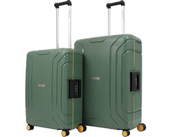 CarryOn Steward Kofferset 2-delig met kliksloten en ritsloos - Grote koffer 100 ltr + 70 ltr middenmaat - Groen