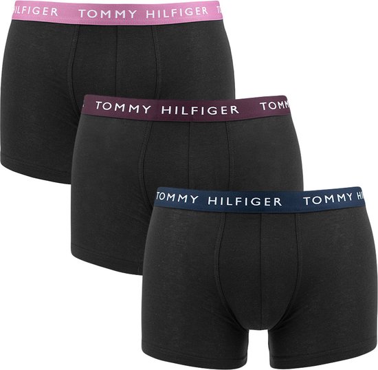 Tommy Hilfiger trunks (3-pack) heren boxers normale - blauw met gekleurde tailleband - Maat: