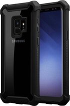 Cadorabo Hoesje geschikt voor Samsung Galaxy S9 in ALDER ZWART - 2-in-1 beschermhoes met TPU siliconen rand en acrylglas achterkant