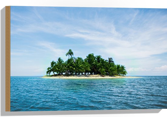 Hout - Onbewoond Eiland Midden op Zee - 60x40 cm - 9 mm dik - Foto op Hout (Met Ophangsysteem)