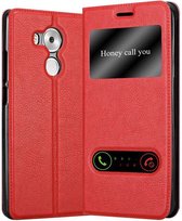 Cadorabo Hoesje voor Huawei MATE 8 in SAFRAN ROOD - Beschermhoes met magnetische sluiting, standfunctie en 2 kijkvensters Book Case Cover Etui