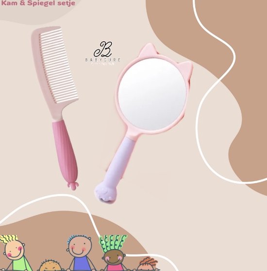 Babycure Spiegel & Kam - lila violette spiegeltje met een Roze kam - Setje voor kids - opmaken - Badaccessoires - Leuk om als cadeau te geven - Kadotip! van Babycure — afbeelding 4