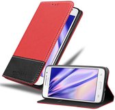 Cadorabo Hoesje geschikt voor Samsung Galaxy GRAND PRIME in ROOD ZWART - Beschermhoes met magnetische sluiting, standfunctie en kaartvakje Book Case Cover Etui