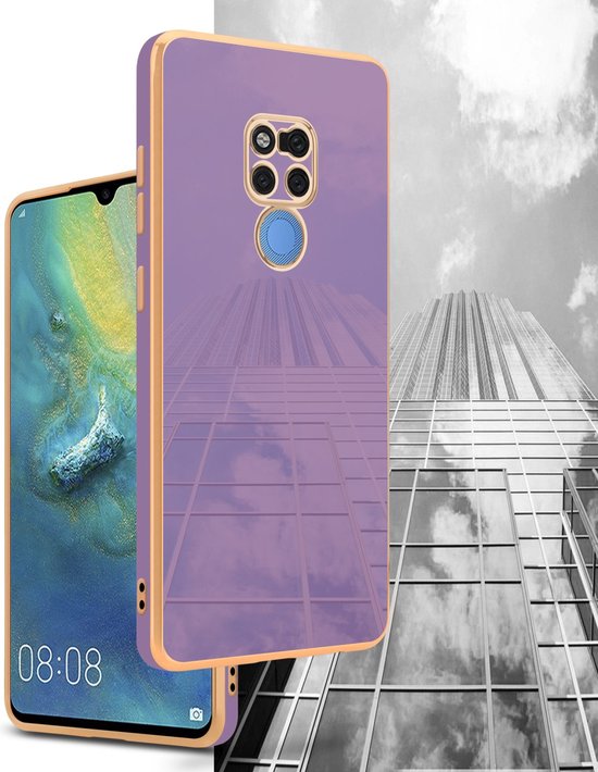 Coque Cadorabo pour Huawei MATE 20 en Violet Brillant - Or - Housse de protection en silicone TPU souple et avec protection pour appareil photo