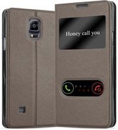Cadorabo Hoesje geschikt voor Samsung Galaxy NOTE 4 in STEEN BRUIN - Beschermhoes met magnetische sluiting, standfunctie en 2 kijkvensters Book Case Cover Etui