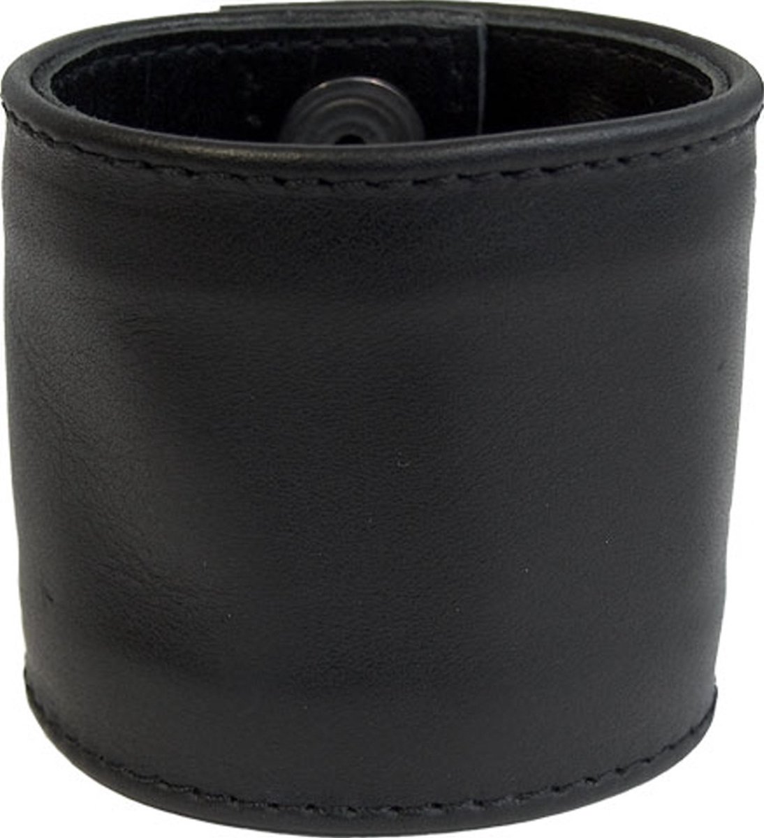 Mister b leren polsband gestikt 6 cm - zwart - medium