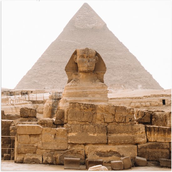 WallClassics - Poster Glanzend – Piramide van Chefren - Egypte - 50x50 cm Foto op Posterpapier met Glanzende Afwerking