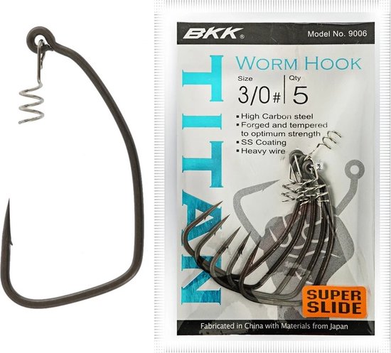 Bkk Titan 9006 Worm Hook Nickel 2/0 van BK — afbeelding 2