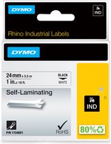 DYMO Rhino industriële Zeflaminerende labels | 24 mm x 5,5 m | zwarte afdruk op wit | voor Rhino labelprinters