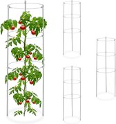 Relaxdays tomatensteun 60 cm - plantensteun set van 4 - plantengeleider metaal - rozen