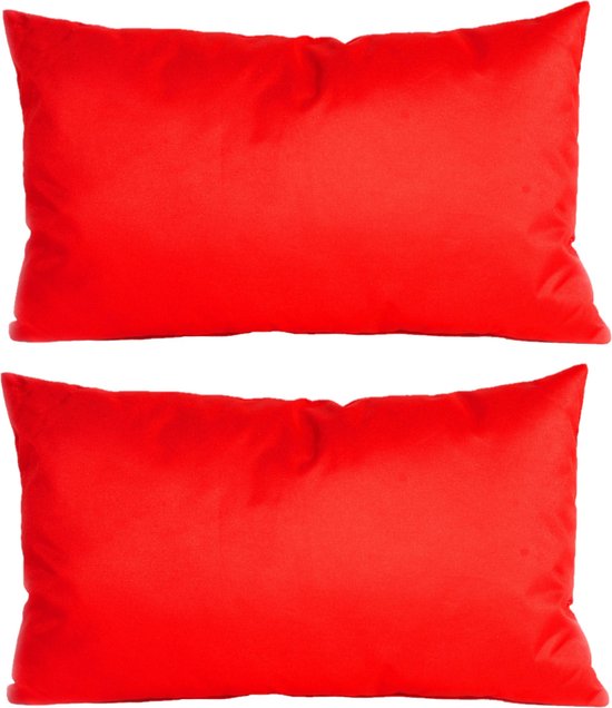 2x stuks bank/Sier kussens voor binnen en buiten in de kleur rood 30 x 50 cm - Tuin/huis kussens