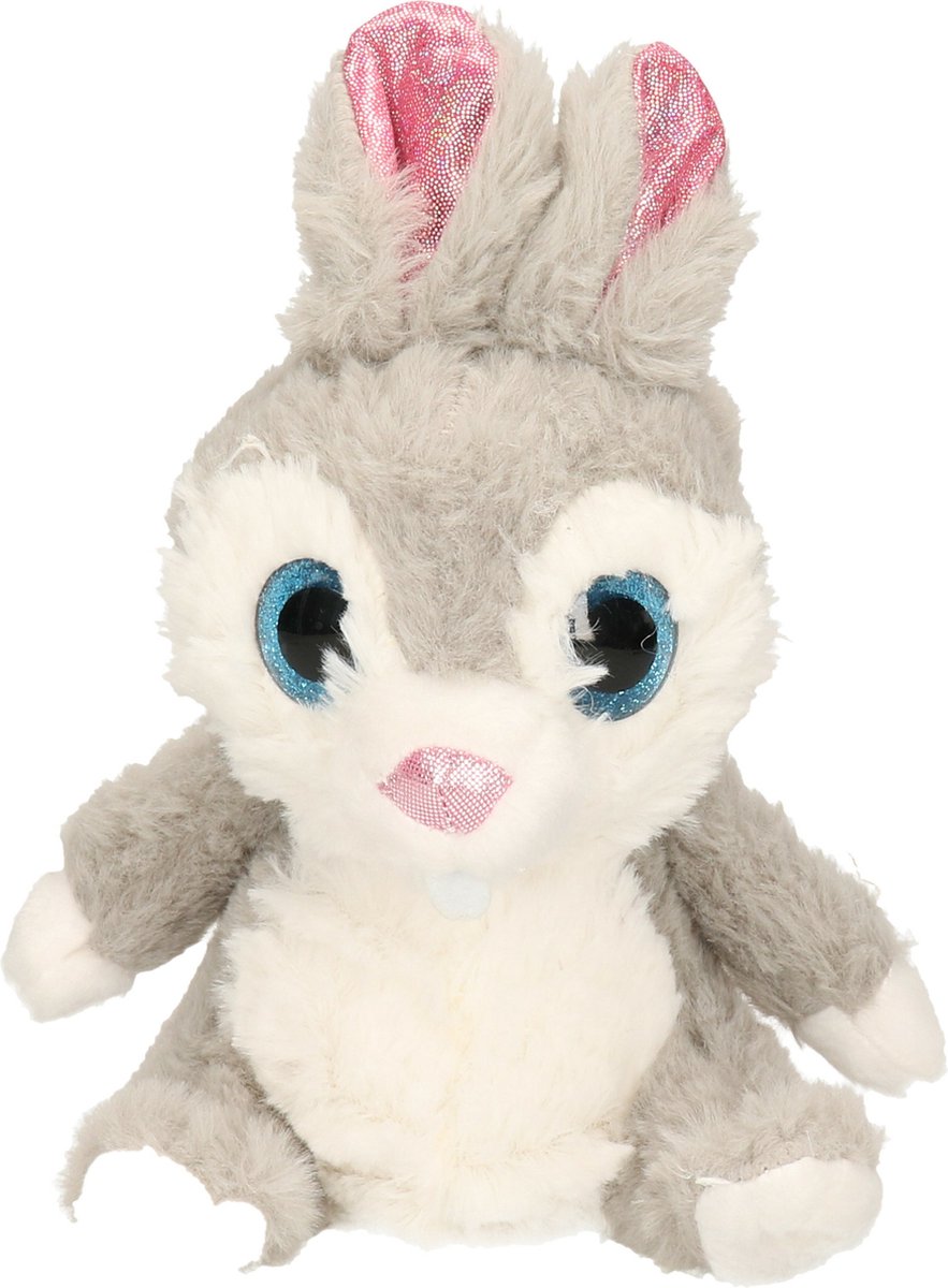 Wild Planet Knuffel Konijn - grijs - 24 cm - pluche Haas / konijnen knuffeldier