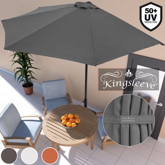 Kingsleeve Parasol Halfrond - Ø 2,7m UV 50+ Bescherming - Terracotta