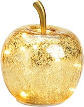 Kerst - Kerstdecoratie - Kerstdagen - Glazen gouden appel met 10 LED