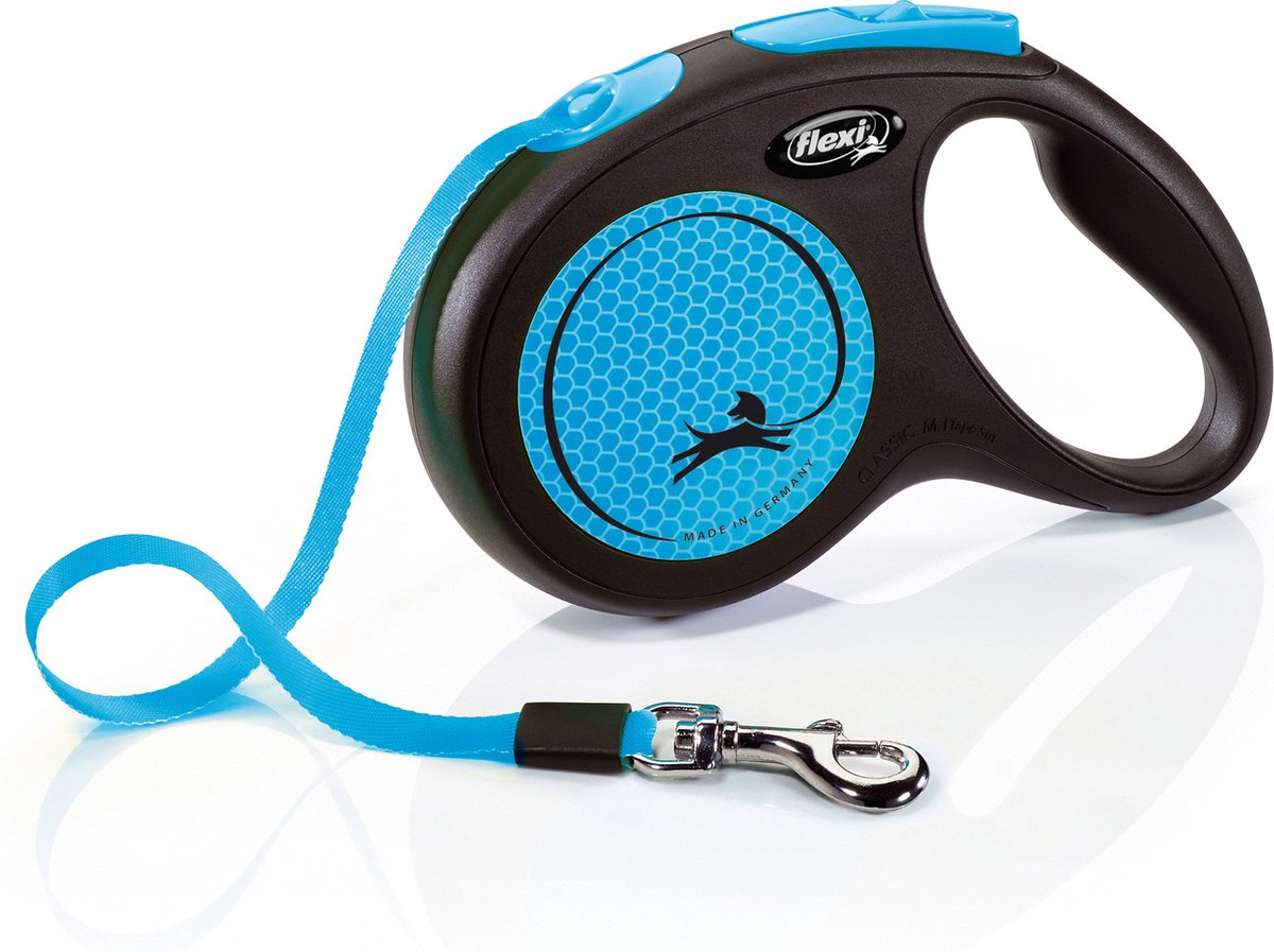 Flexi New Neon Rollijn Tape Blauw, 5m Hond