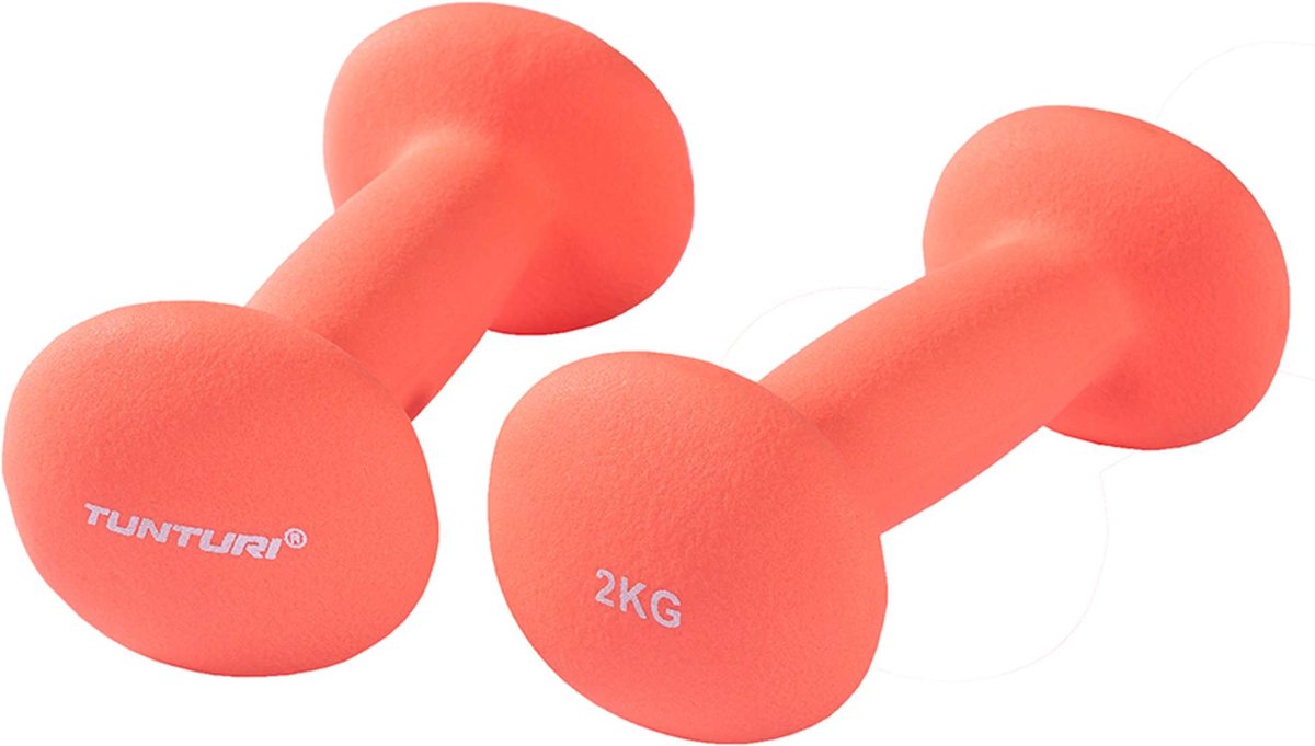 Tunturi Dumbbell set - 2 x 20 kg - Neopreen - Fluor Rood - Incl. gratis fitness app