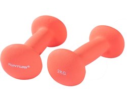 Tunturi Dumbbell set - 2 x 2,0 kg - Neopreen - Fluor Rood - Incl. gratis fitness app
