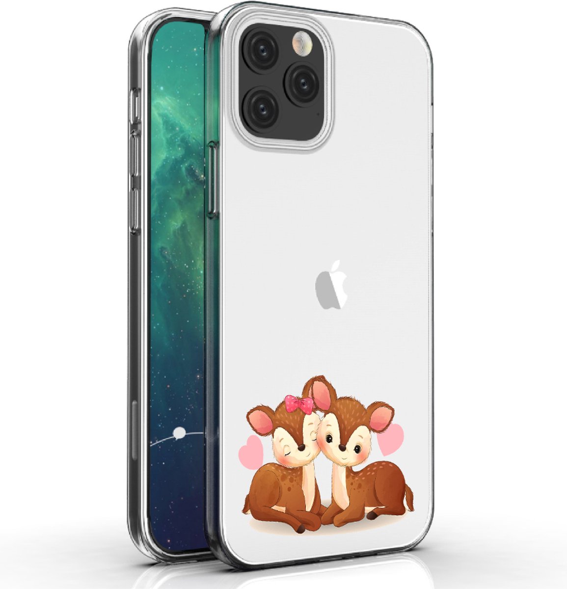 Apple Iphone 12 Pro telefoonhoesje transparant siliconen hoesje - Hertjes