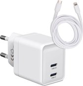 Next-Gen Dubbele USB C Snellader + USB-C 8 Pin Kabel - 1 Meter - GaN Technologie - Oplader Geschikt voor iPhone, iPad met Lightning Poort