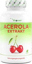 Acerola vitamine C - 365 capsules - 1500 MG acerola extract per portie - hoog gedoseerd met 27% (405mg) Natuurlijk vitamine C - Vegan - 100% acerola Kers - geen additieven - vit4ever
