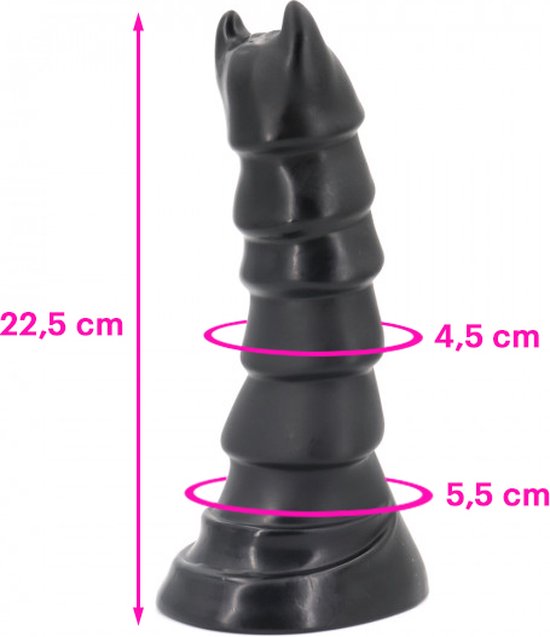 Lusty XL Buttplug Diablo - M - 22,5 x 5,5 cm - Met Zuignap - Monster Dildo - Geribbelde Anaalplug - Anal toys - Anale Speeltjes - Sexspeeltjes - Sex Toys - Lusty